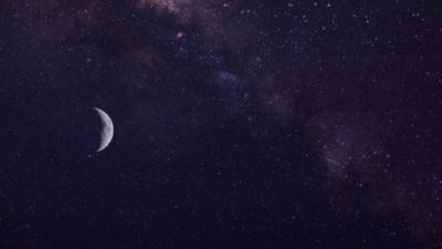 the Milky Way galaxy and the moon